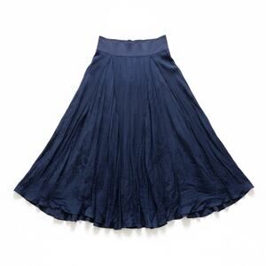 Coldwater Creek Navy Blue Floral Jacquard Midi Skirt Large Stretch Work Elegant